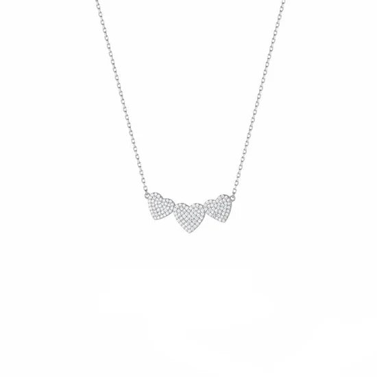 Collana Donna Liu Jo Argento 925 Pendente Cuori Zirconi Bianchi