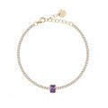 Bracciale Donna Liu Jo Argento 925 Dorato Tennis Zircone Viola