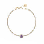 Bracciale Donna Liu Jo Argento 925 Dorato Tennis Zircone Viola