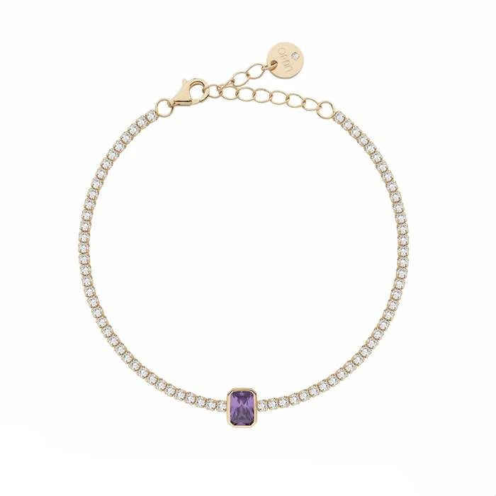 Bracciale Donna Liu Jo Argento 925 Dorato Tennis Zircone Viola