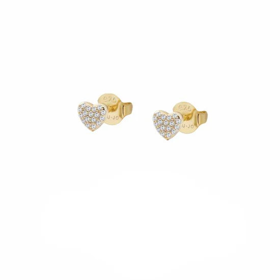 Orecchini Donna Liu Jo Argento 925 Dorato Cuore Zirconi Bianchi