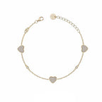 Bracciale Donna Liu Jo Argento 925 Dorato Cuori Zirconi Bianchi