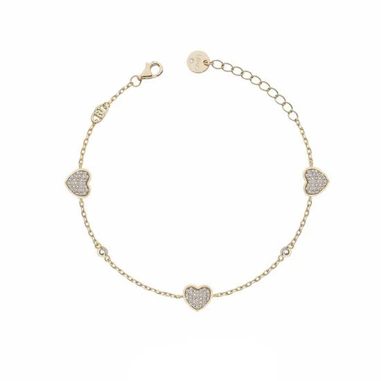 Bracciale Donna Liu Jo Argento 925 Dorato Cuori Zirconi Bianchi