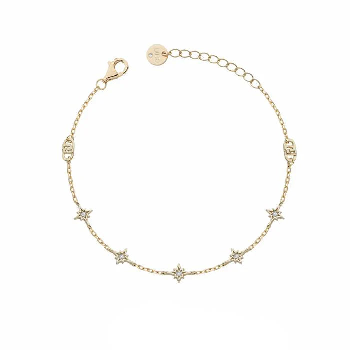 Bracciale Donna Liu Jo Argento 925 Dorato Stelline Zirconi Bianchi ALJ324