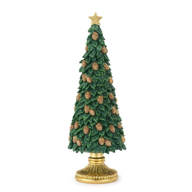 Albero Verde con Pigne cm.13 H.38 Rosso Natale