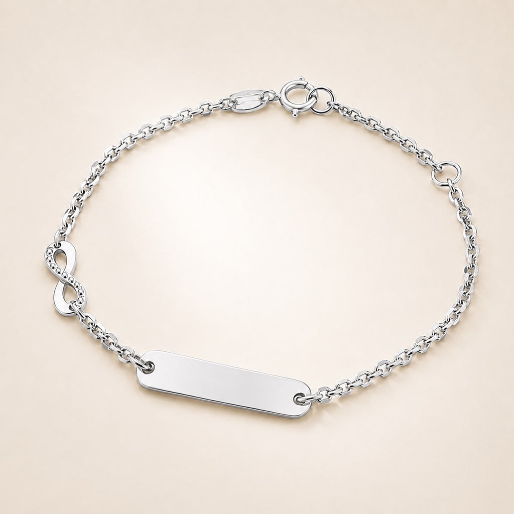 Bracciale baby con targa e soggetto infinito