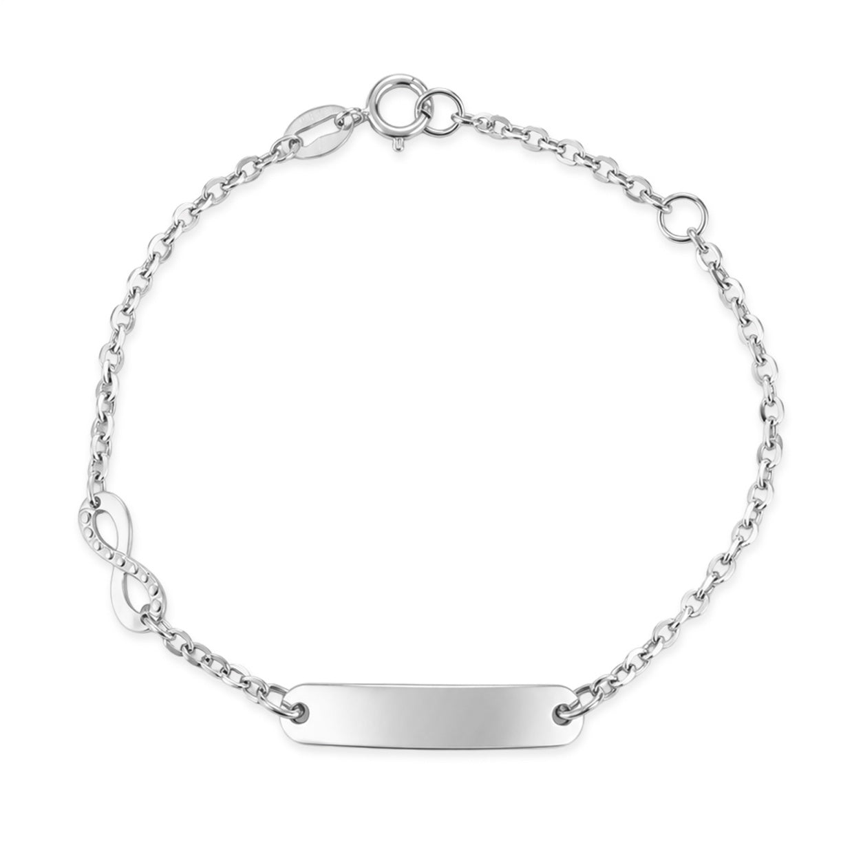 Bracciale baby con targa e soggetto infinito