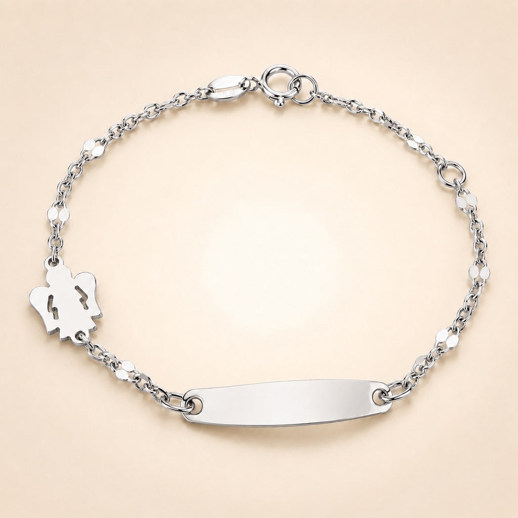 Bracciale baby con targa e soggetto angelo