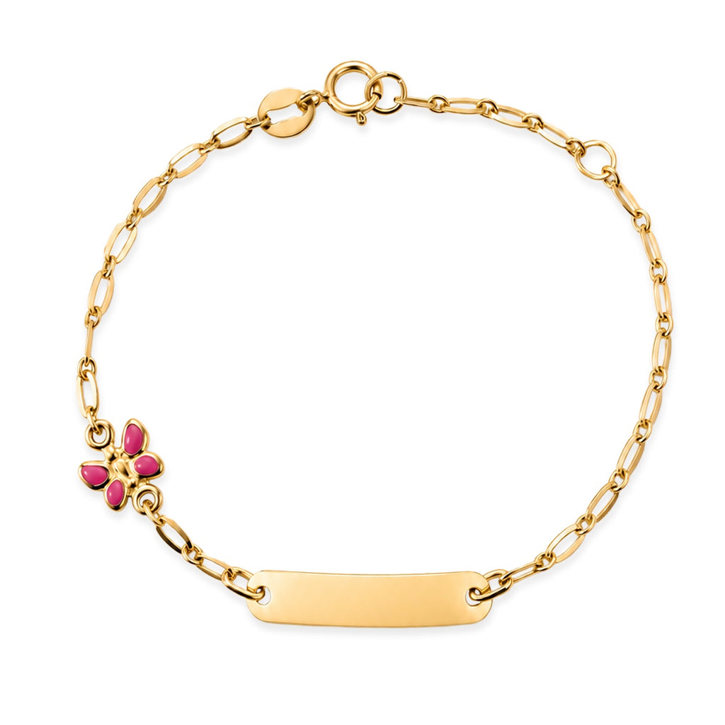 Bracciale baby con targa con soggetto farfalla smaltata