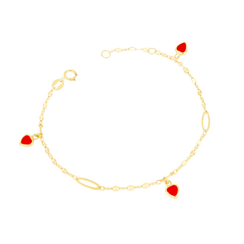 Bracciale baby con cuori rossi
