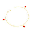 Bracciale baby con cuori rossi