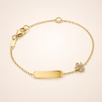 Bracciale baby con targa e soggetto angelo zirconato