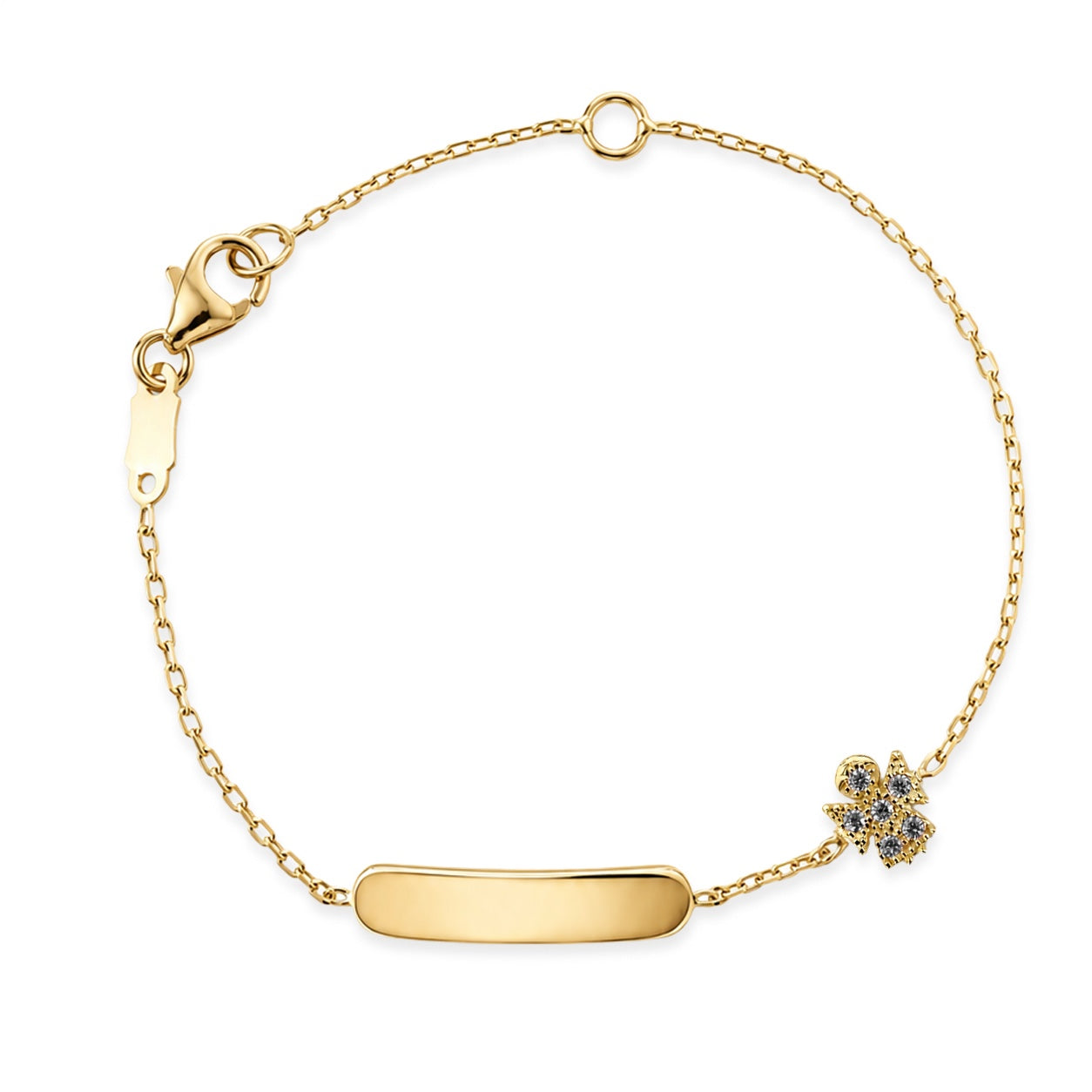 Bracciale baby con targa e soggetto angelo zirconato