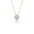 Collana Magic con zircone acquamarina centrale e contorno di micro-zirconi bianchi