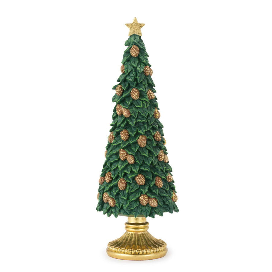 Albero Verde con Pigne cm.15 H.44 Rosso Natale