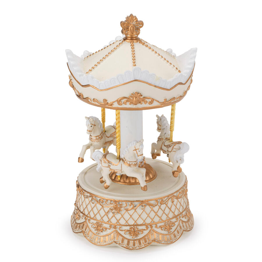 Carosello Carillon con Cavalli ø12,5 H.23cm Bianco Natale