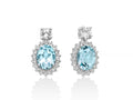 Orecchini pendenti con Gemma del Cielo ovale e topazi bianchi in argento