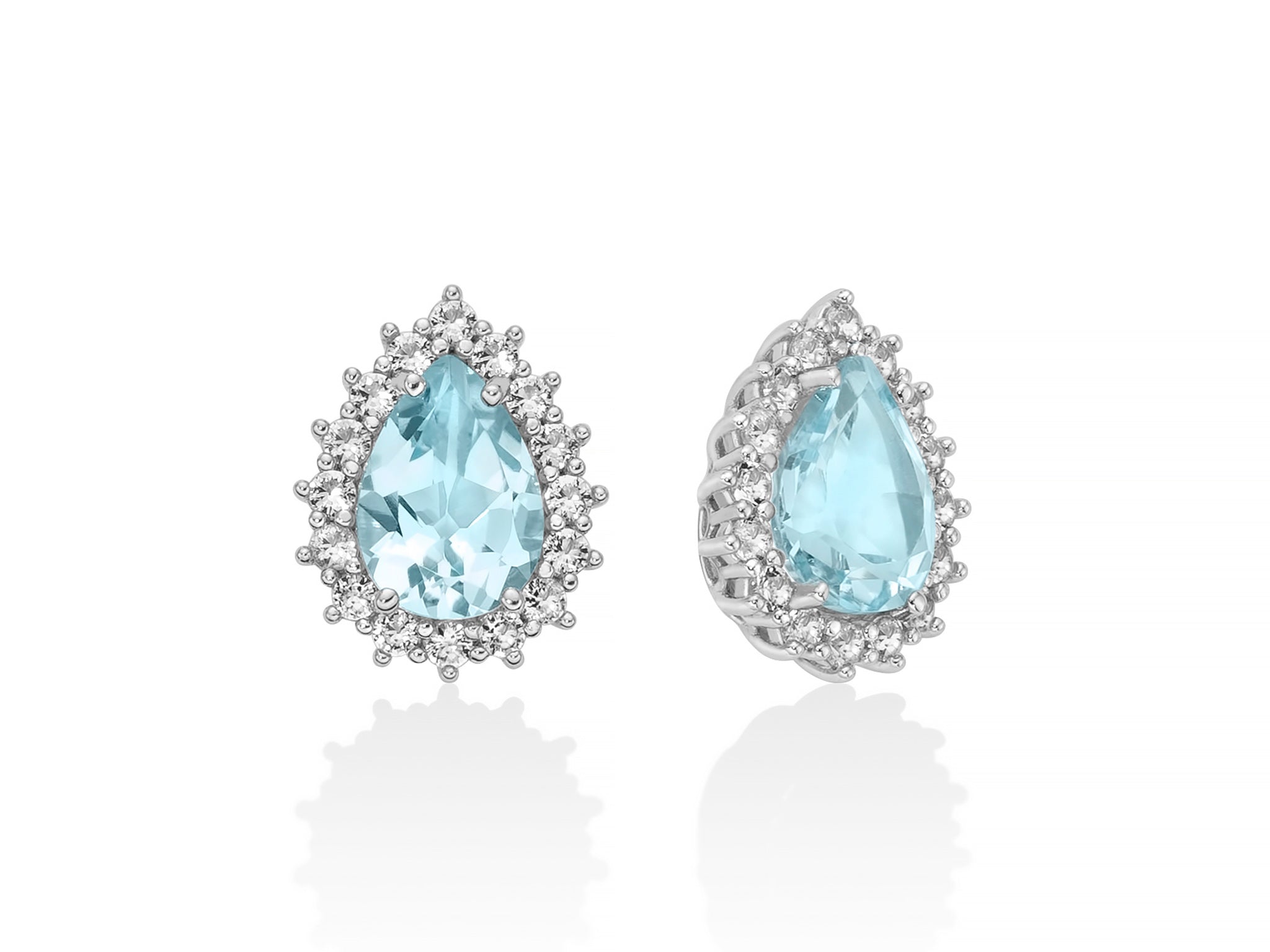 Orecchini con Gemma del Cielo a goccia grande e topazi bianchi in argento