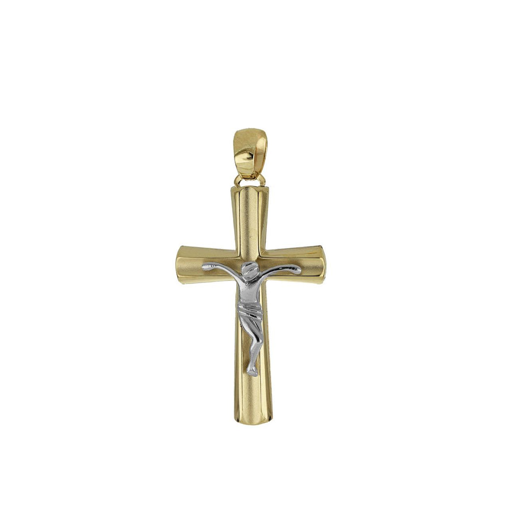 Ciondolo crocifisso bicolore con cristo