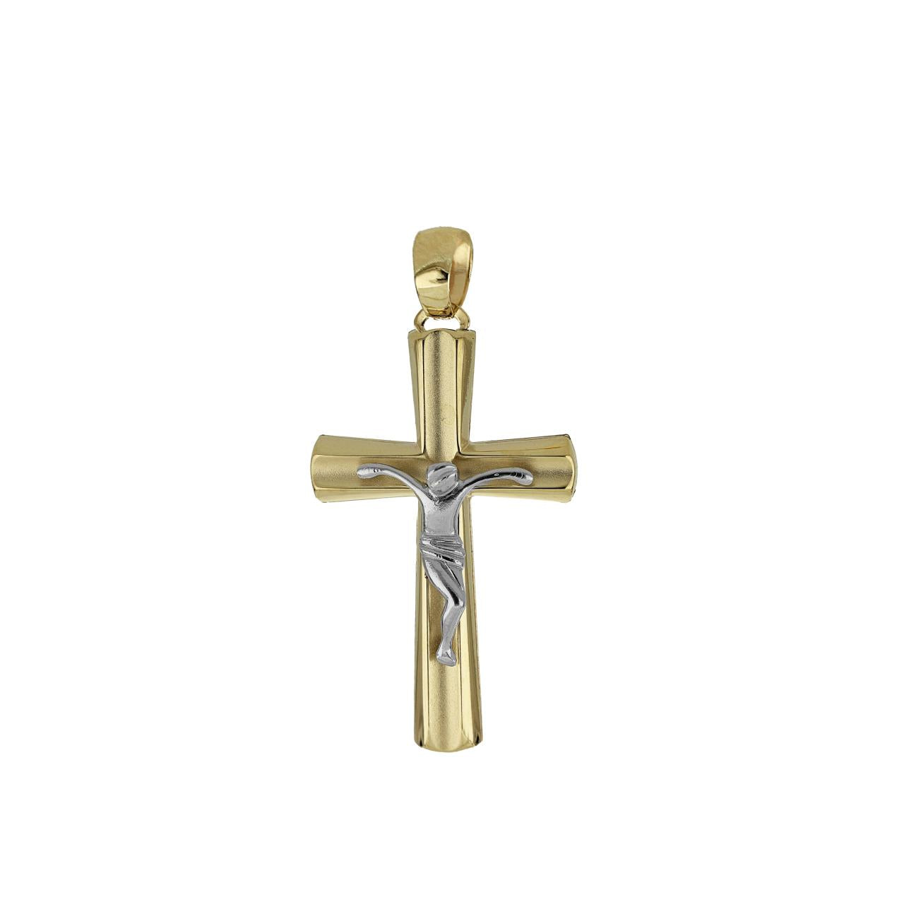 Ciondolo crocifisso bicolore con cristo