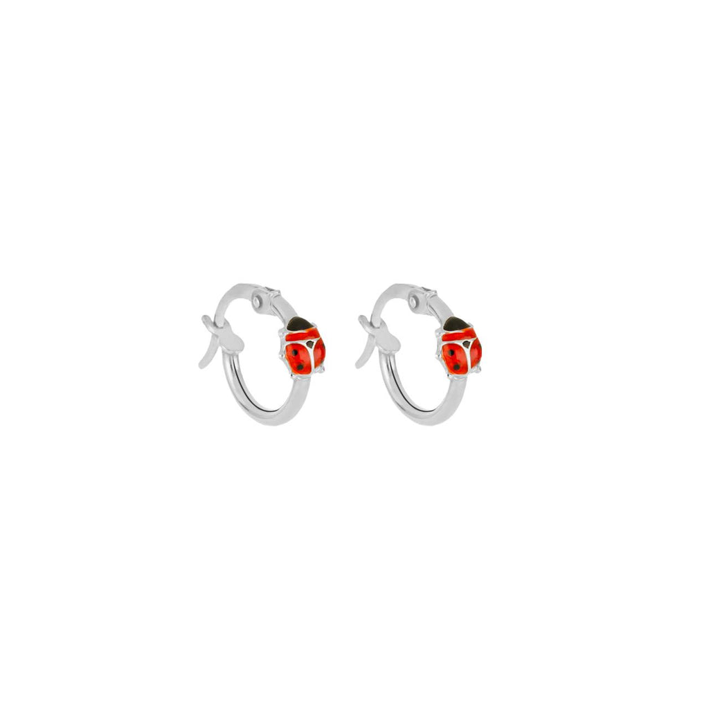 Orecchini a cerchio con elemento a coccinella smaltata