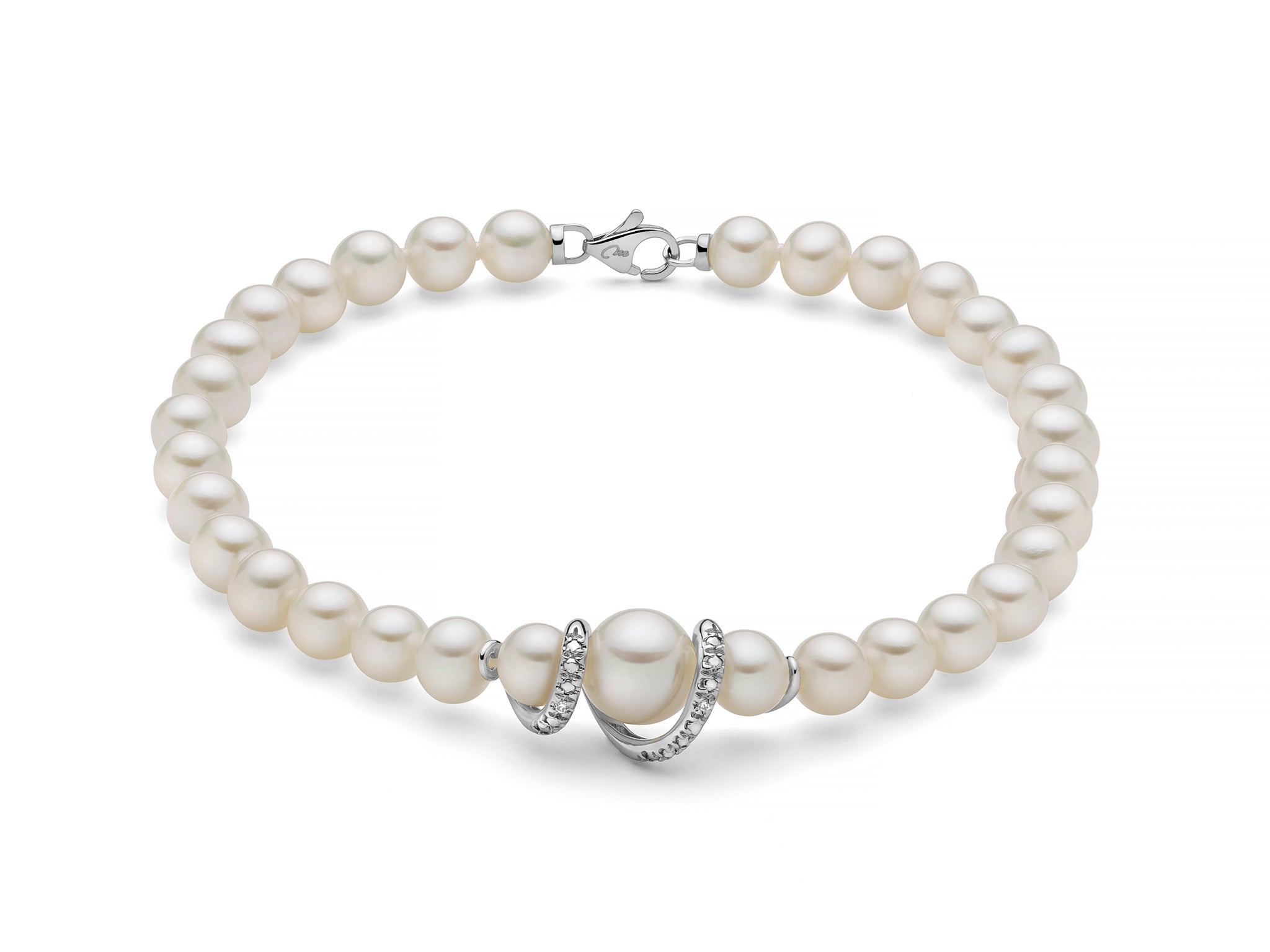 Bracciali di perle Oriente e centrale in oro a spirale con diamanti