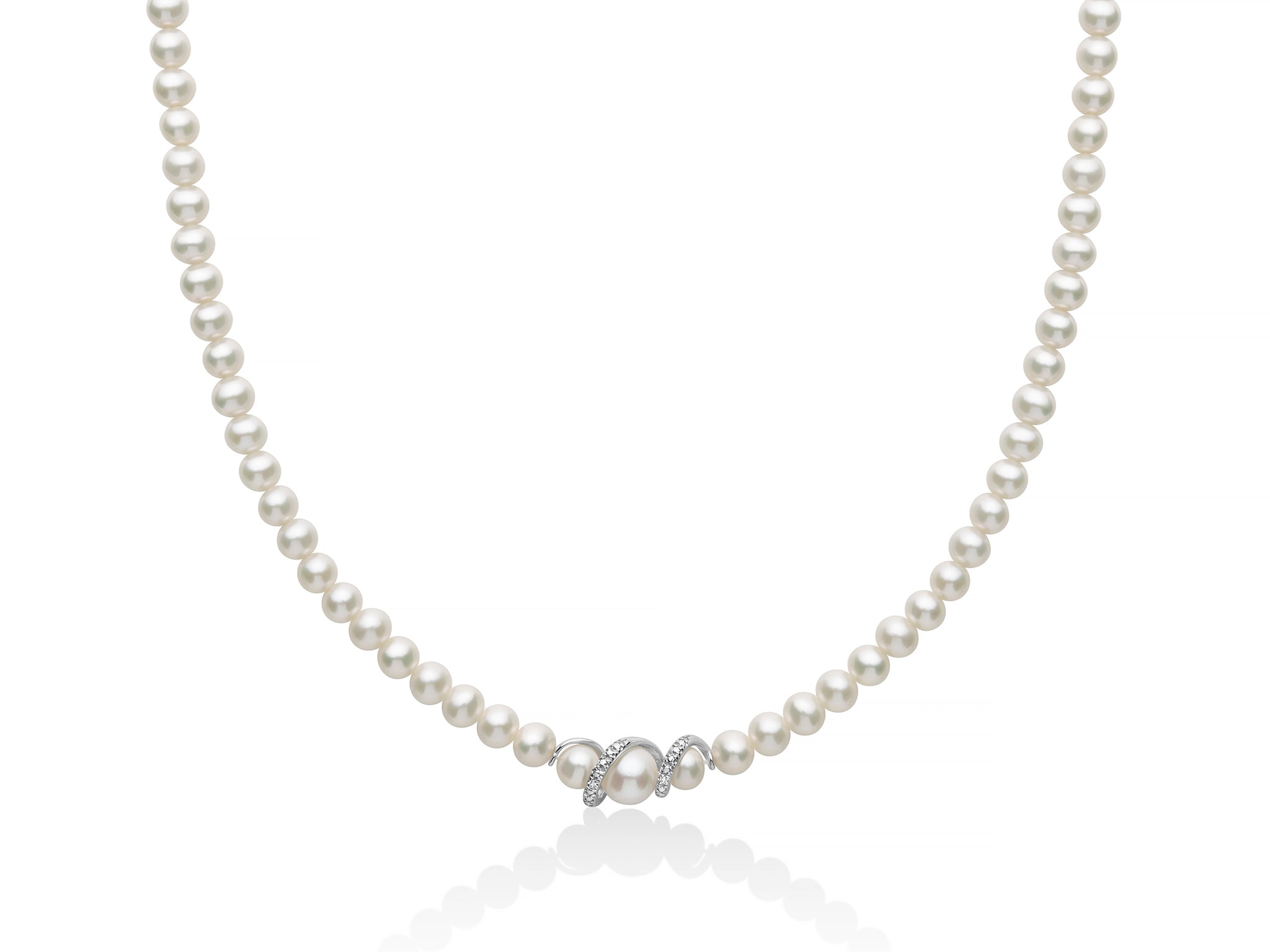 Collana di perle Oriente e centrale in oro a spirale con diamanti