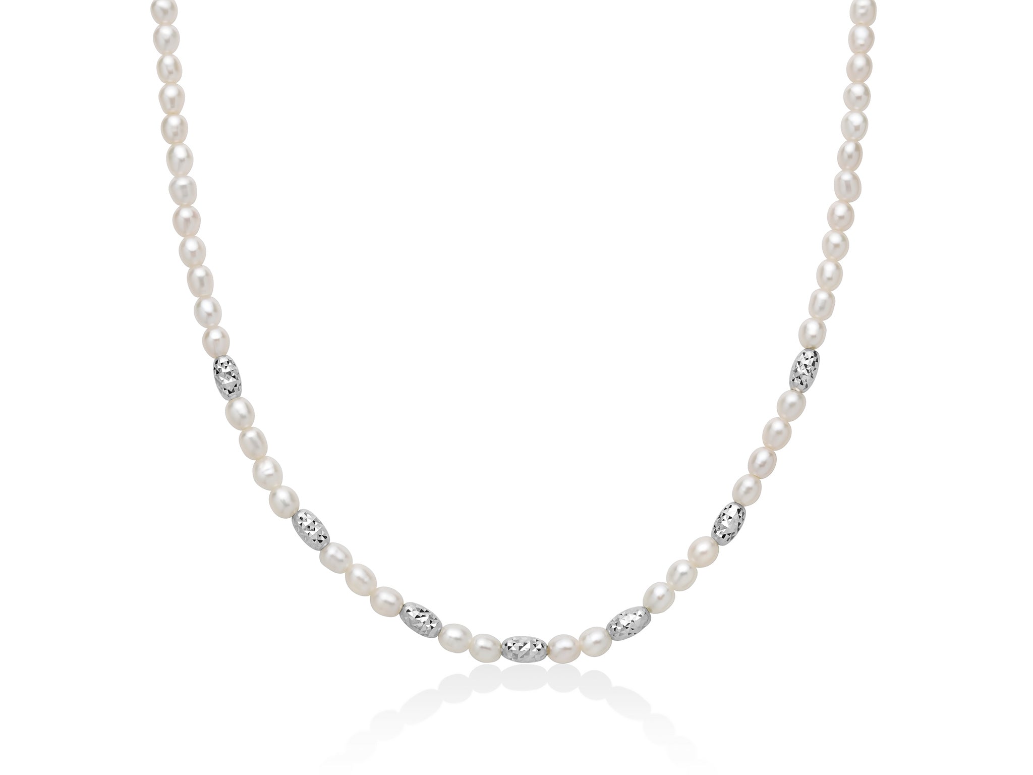 Collana Pepite di perle alternata da elementi diamantati in argento