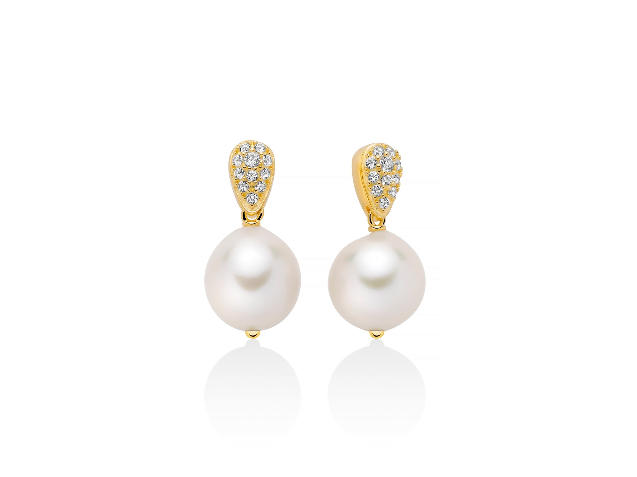 Orecchini con perla Oriente barocca pendente e topazi in argento dorato