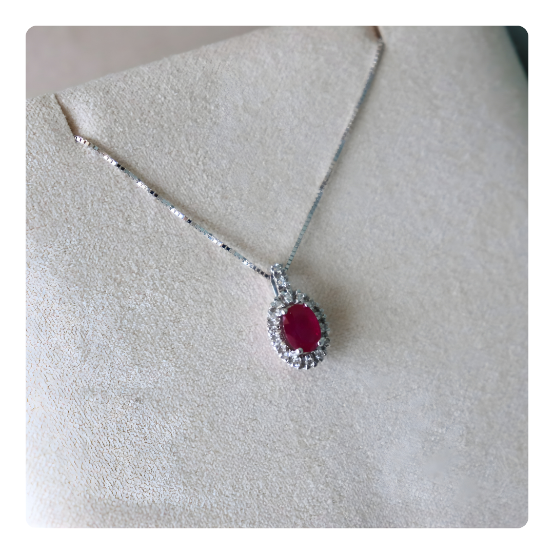 Collana in Oro 18kt con Rubino e Diamanti | Giovanni Pace Jewels