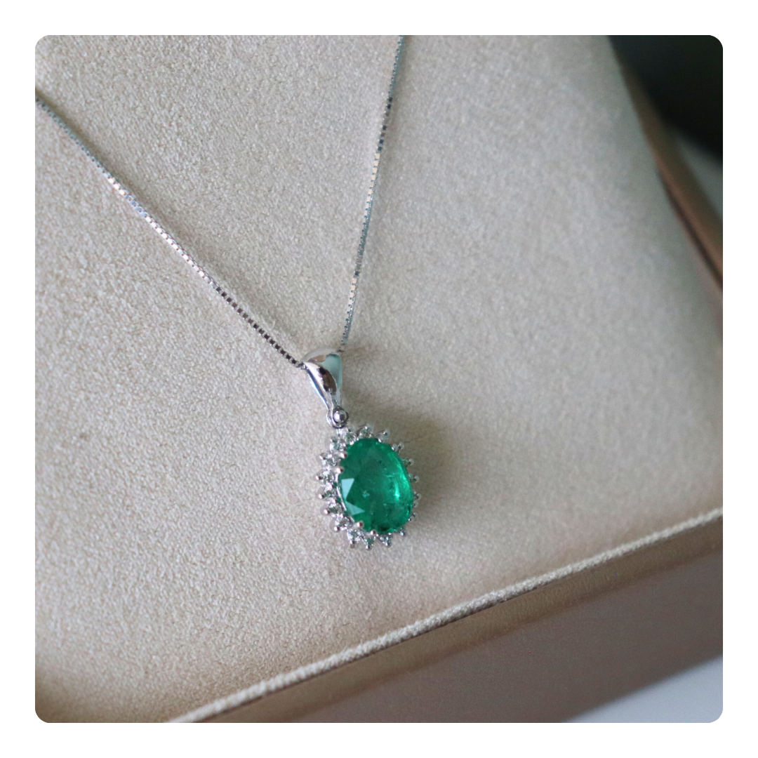 Collana in Oro 18kt con Smeraldo e Diamanti | Giovanni Pace Jewels