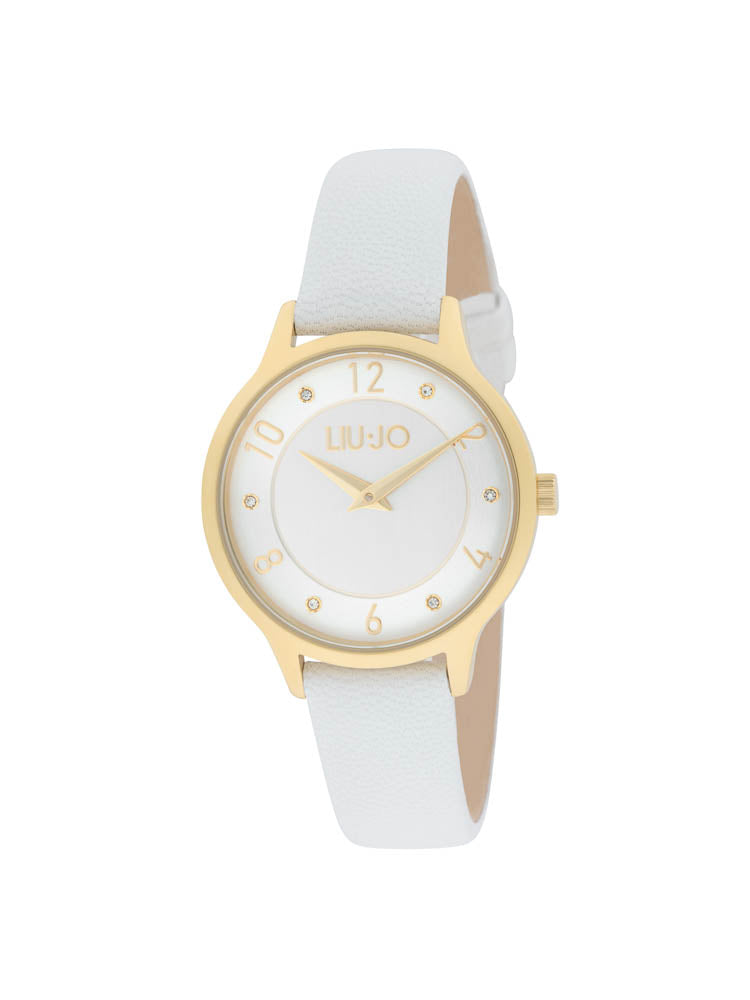 Aura Lux Gold Qdr White Leather Belt White 