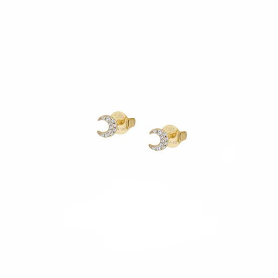 Orecchini Donna Liu Jo Argento 925 Dorato Luna Zirconi Bianchi
