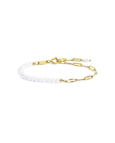 Bracciale catena figaro e perle irregolari