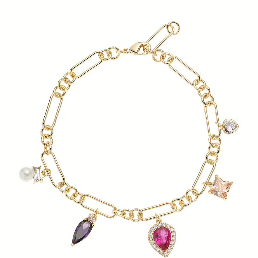 501110B - Bracciale placcato oro cubic zirconia e perla