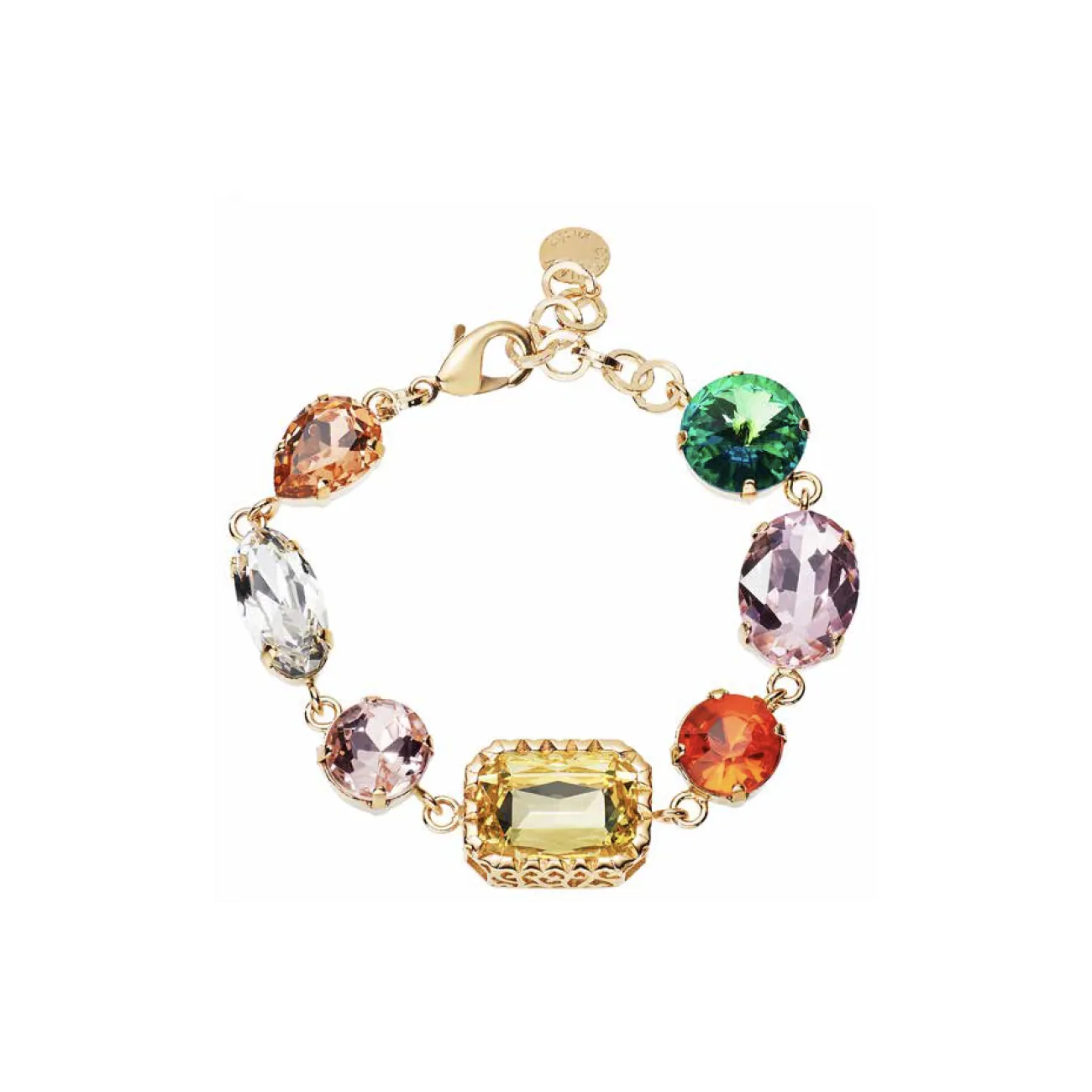 500687B - Bracciale dorato con cristalli e strass