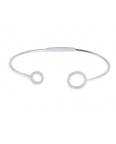 Bracciale rigido cerchi con zirconi bianchi