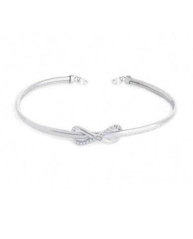 Bracciale rigido infinito con zirconi bianchi