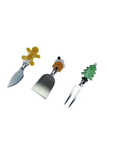 Christmas Cheese Knives Set of 3 Stainless Steel Glass 8029722845197 (Pre-Order Product)