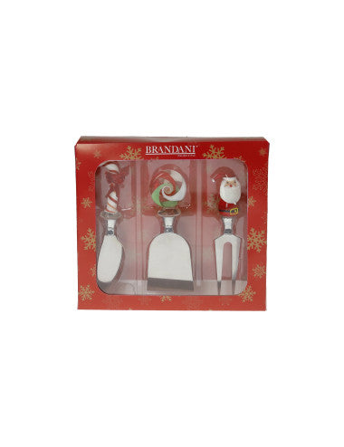 Christmas Cheese Knives Set of 3 Stainless Steel Glass 8029722811024 (Pre-Order Product)