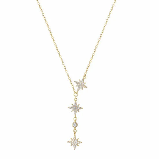 Collana Donna Liu Jo Argento 925 Dorato Pendente Stelline Zirconi Bianchi