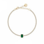 Bracciale Donna Liu Jo Argento 925 Dorato Tennis Zircone Verde