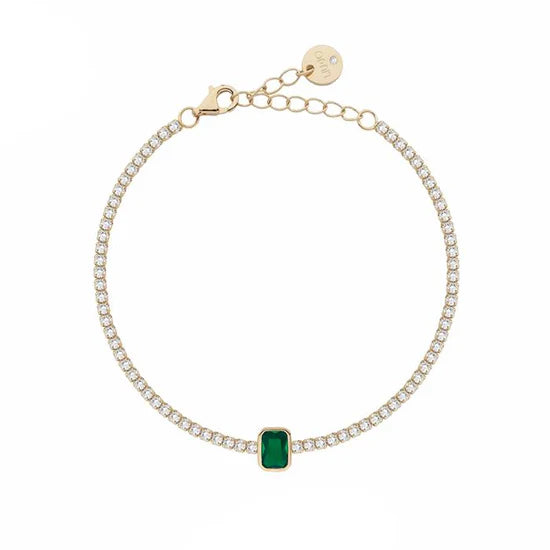 Bracciale Donna Liu Jo Argento 925 Dorato Tennis Zircone Verde