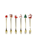 Gold-fork-Christmas-themes-assorted-set-6-pcs-stainless-steel-silicone-8029722899114 (Pre-Order Product)