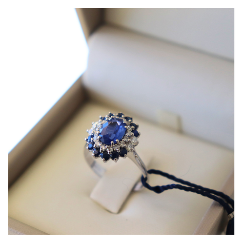 18kt Gold Ring with Sapphire and Diamond | Giovanni Pace Jewels 