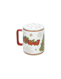 Christmas mug white with cap and filter, new bone china, stainless steel, 8029722899299 (Pre-Order Product)