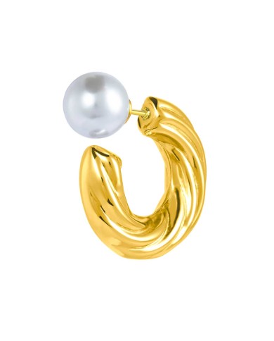 Orecchino a lobo a cerchietto con texture 2,5cm con chiusura perla