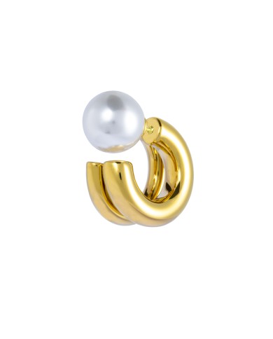 Orecchino a lobo a cerchietto doppio 2,1cm con chiusura perla