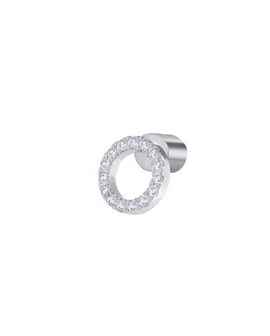Orecchino a lobo cerchio 0,8cm con zirconi bianchi