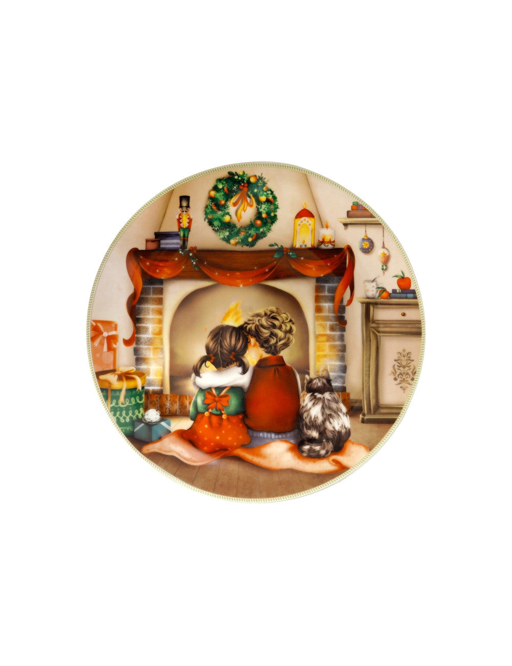 Piatto Cuccioli Bimbi Caminetto Porcellana